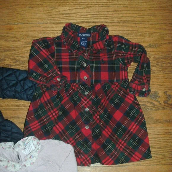 Ralph Lauren Navy Jacket & Red Plaid Dress + Shabby Chic Sweater Floral Dress